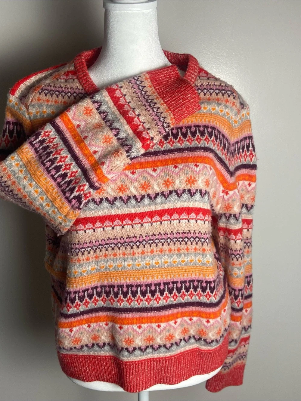 J.Crew women’s Multicolor Fair Isle Crewneck lambs wool blend sweater